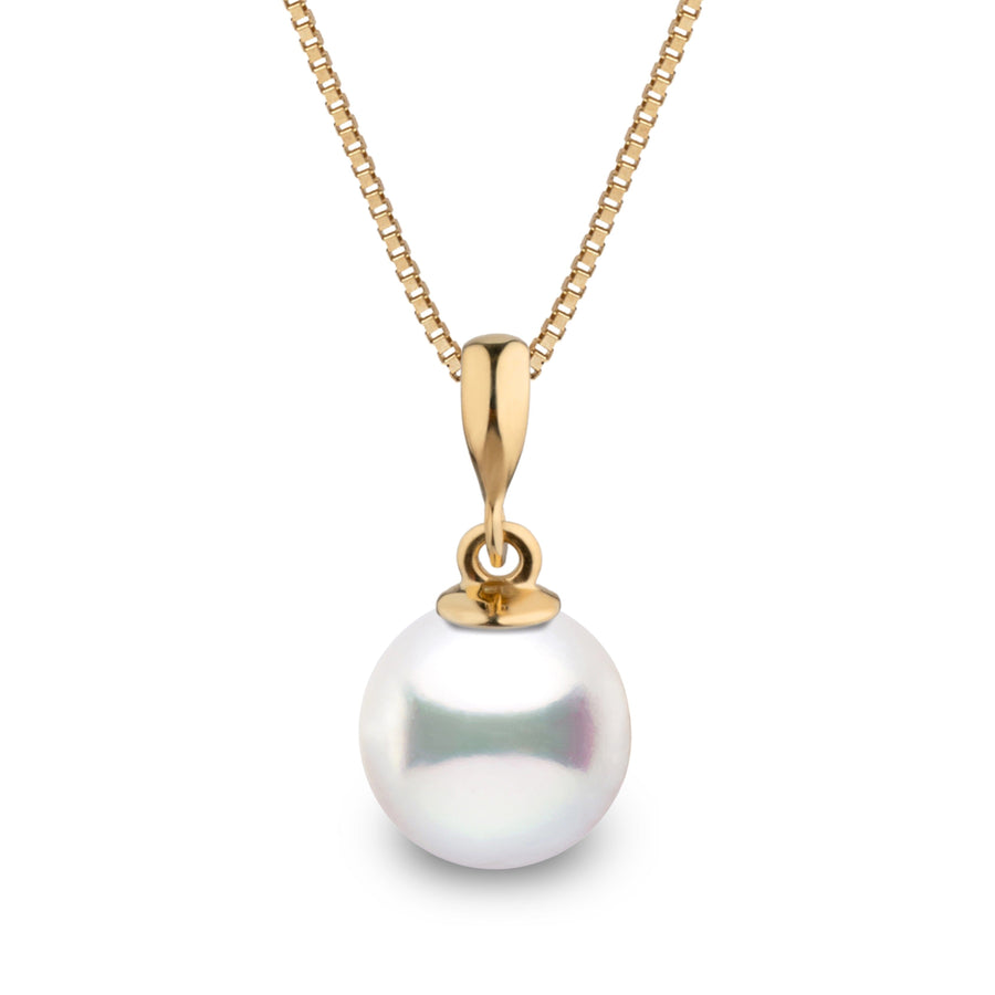 Grace Collection 8.5-9.0 mm Akoya Pearl Pendant in 14K Yellow Gold on a Box Chain