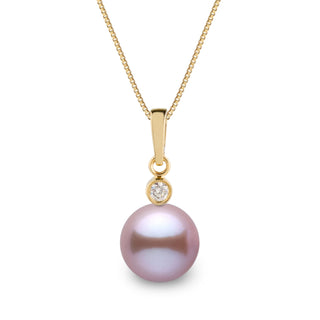 Brilliant Collection 8.5-9.0 mm Lavender Freshadama Pearl and Diamond Pendant in 14K White Gold on a Box Chain