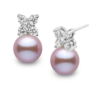 Kiss Collection 8.5-9.0 mm Lavender Freshadama Pearl and Diamond Earrings, view 2