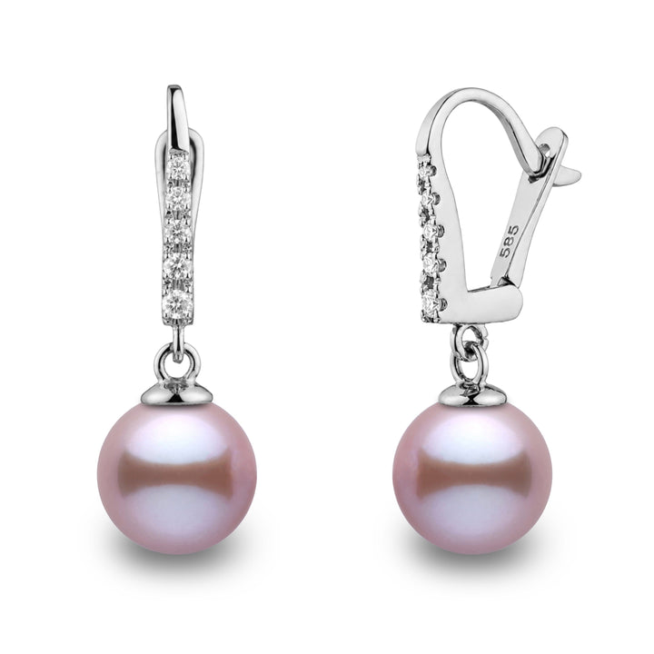 Allure Collection Lavender Freshadama Freshwater 8.5-9.0 mm Pearl & Diamond Dangle Earrings