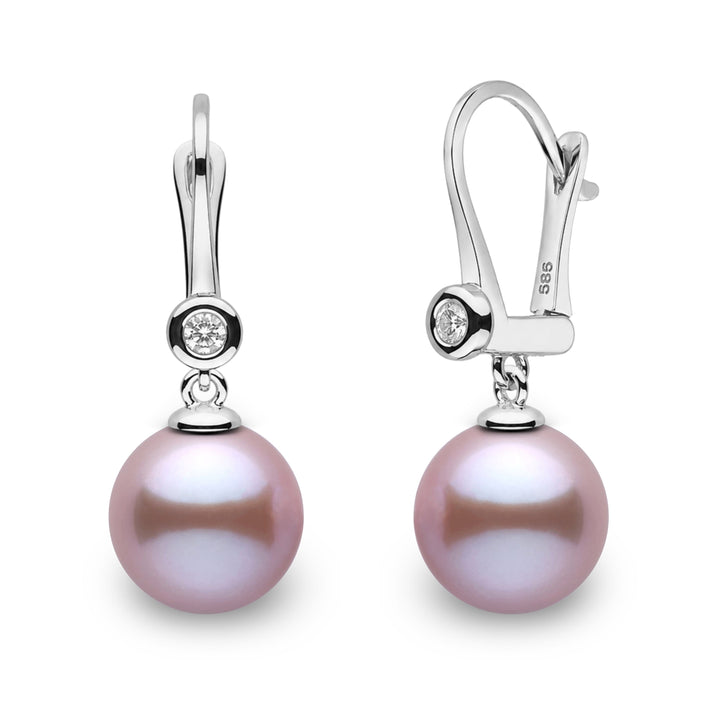 Romantic Collection 8.5-9.0 mm Lavender Freshadama Pearl & Diamond Dangle Earrings