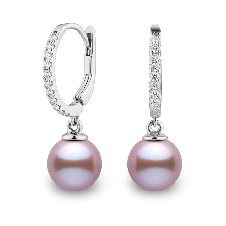 Eternal Collection 8.5-9.0 mm Lavender Freshadama Pearl & Diamond Dangle Earrings