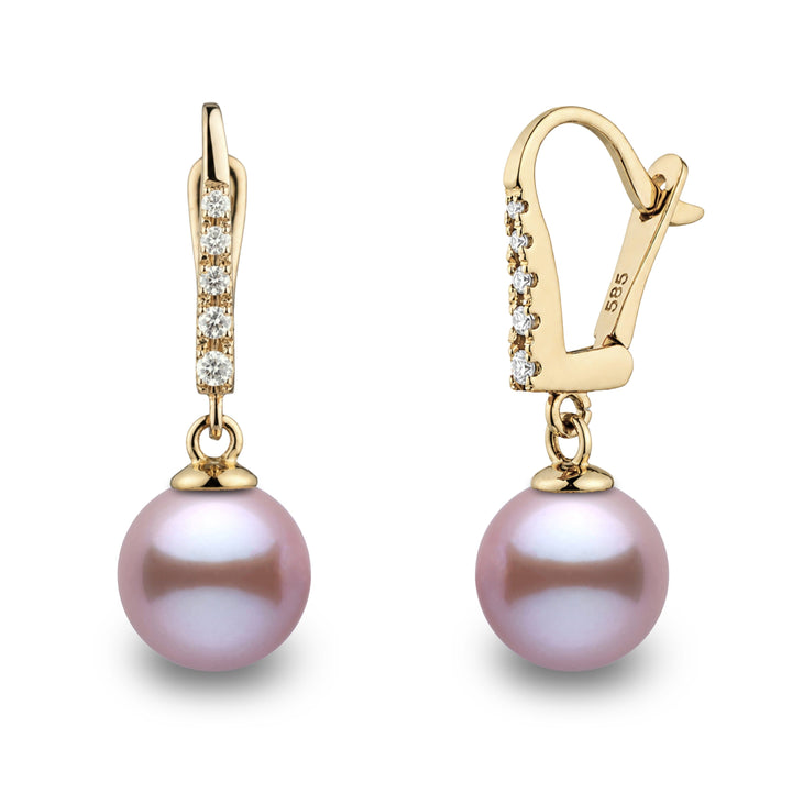 Allure Collection Lavender Freshadama Freshwater 8.5-9.0 mm Pearl & Diamond Dangle Earrings