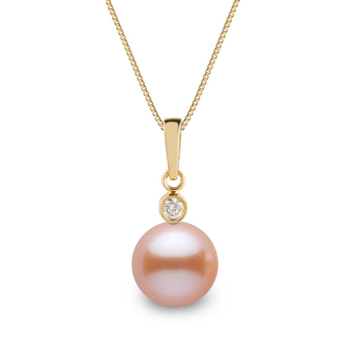 Brilliant Collection 8.5-9.0 mm Pink to Peach Freshadama Pearl and Diamond Pendant, view 2