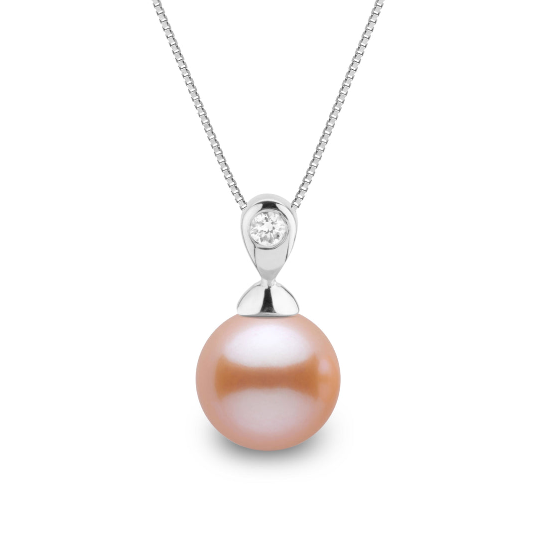Dew Collection 8.5-9.0 mm Pink to Peach Freshadama Pearl and Diamond Pendant