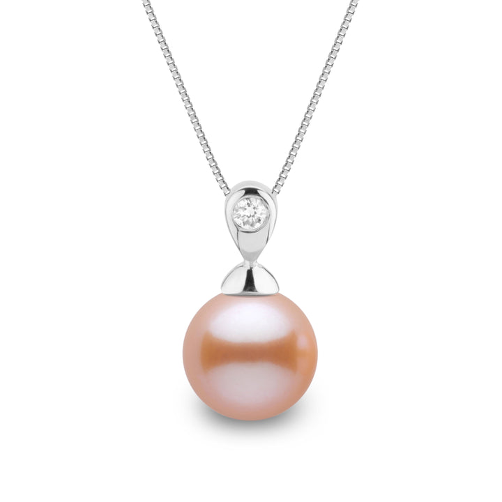 Dew Collection 8.5-9.0 mm Pink to Peach Freshadama Pearl and Diamond Pendant