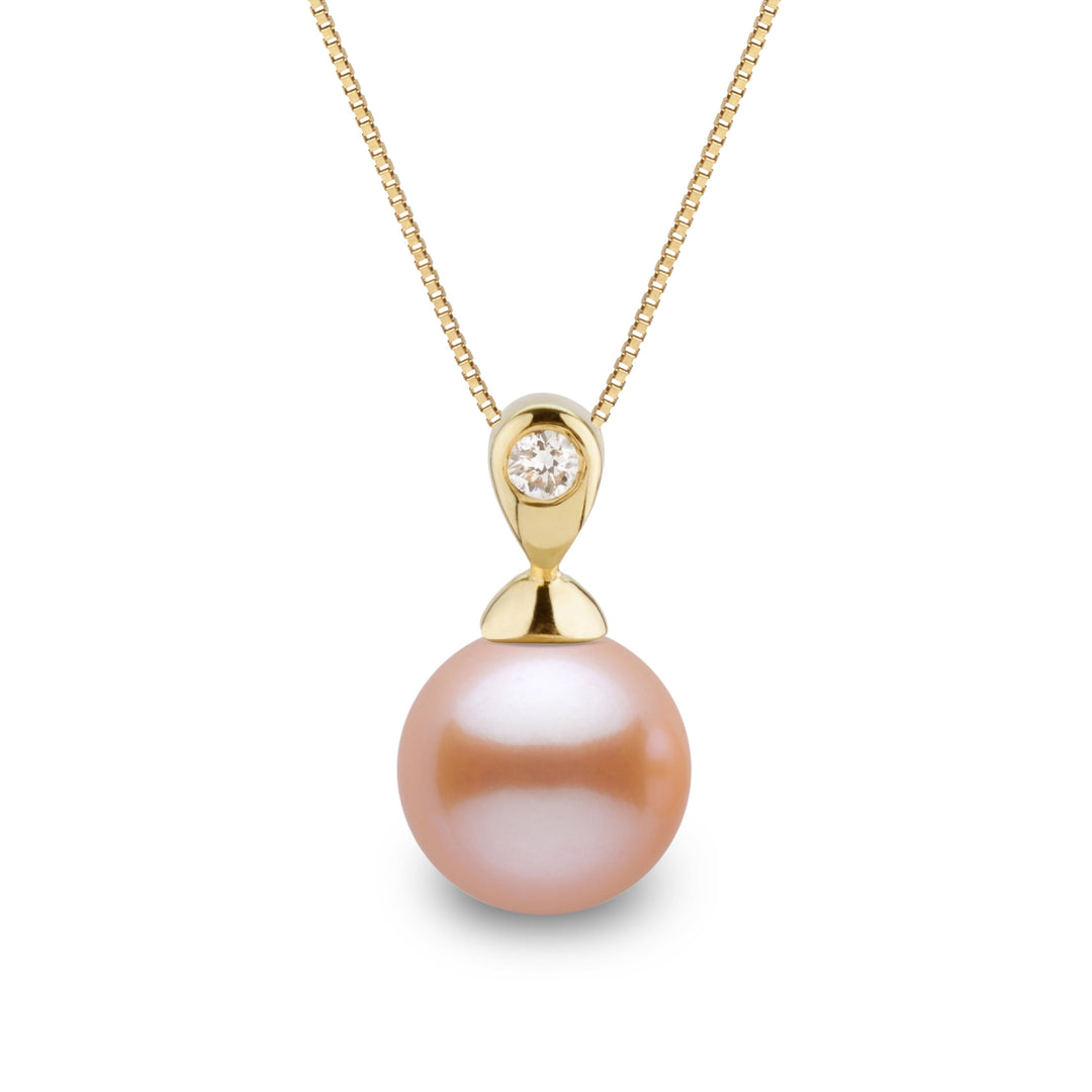 Dew Collection 8.5-9.0 mm Pink to Peach Freshadama Pearl and Diamond Pendant