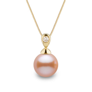 Dew Collection 8.5-9.0 mm Pink to Peach Freshadama Pearl and Diamond Pendant, view 2