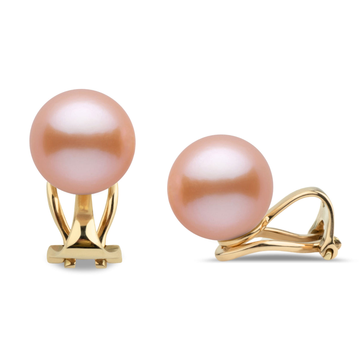 Clip Collection 8.5-9.0 mm Pink to Peach Freshadama Pearl Stud Earrings in 14K White Gold