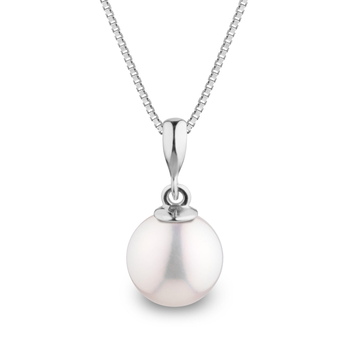 Grace Collection 8.5-9.0 mm White Freshadama Pearl Pendant in 14K Yellow Gold on a Box Chain