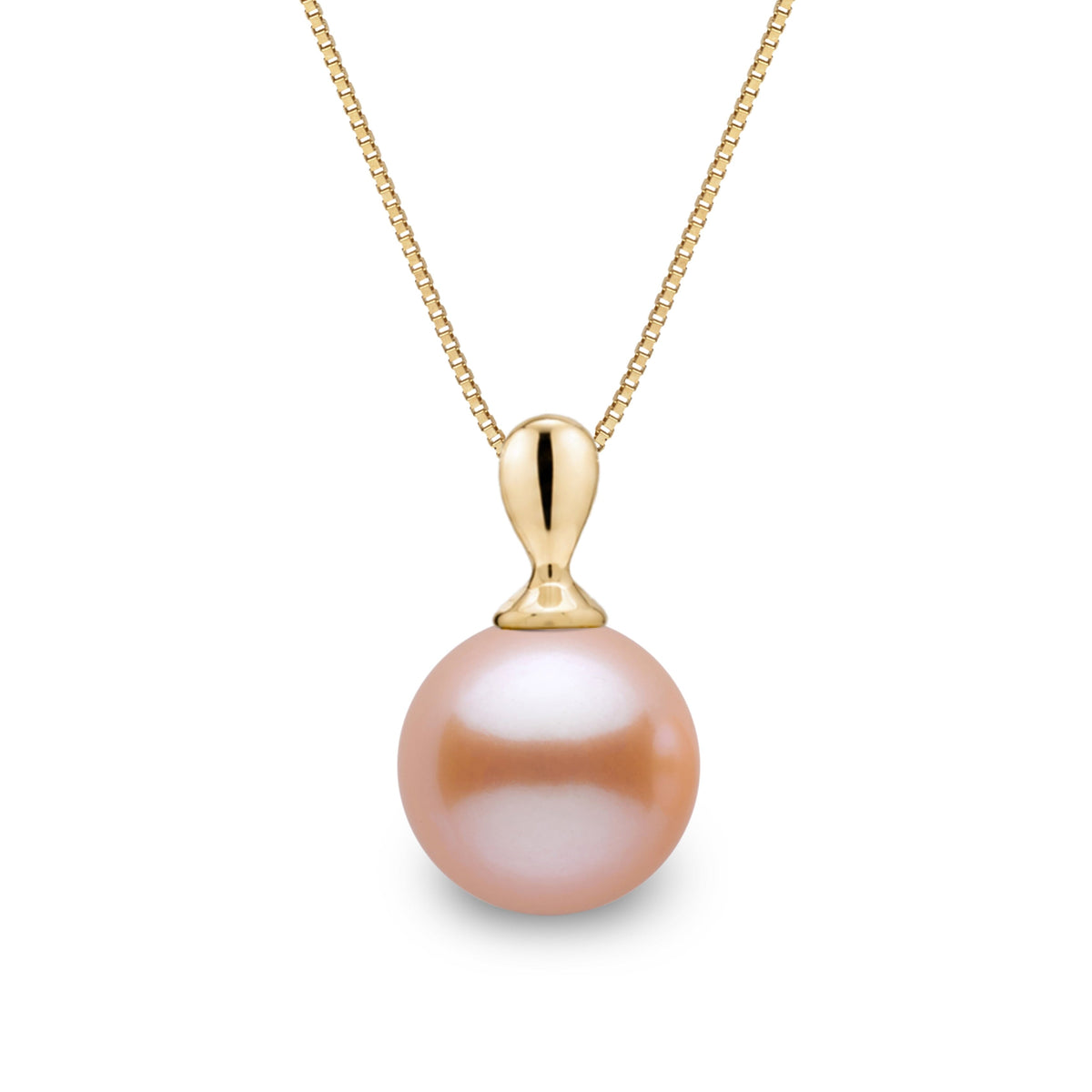 Dew Collection 8.5-9.0 mm Pink to Peach Freshadama Pearl Pendant in 14K White Gold on a Box Chain