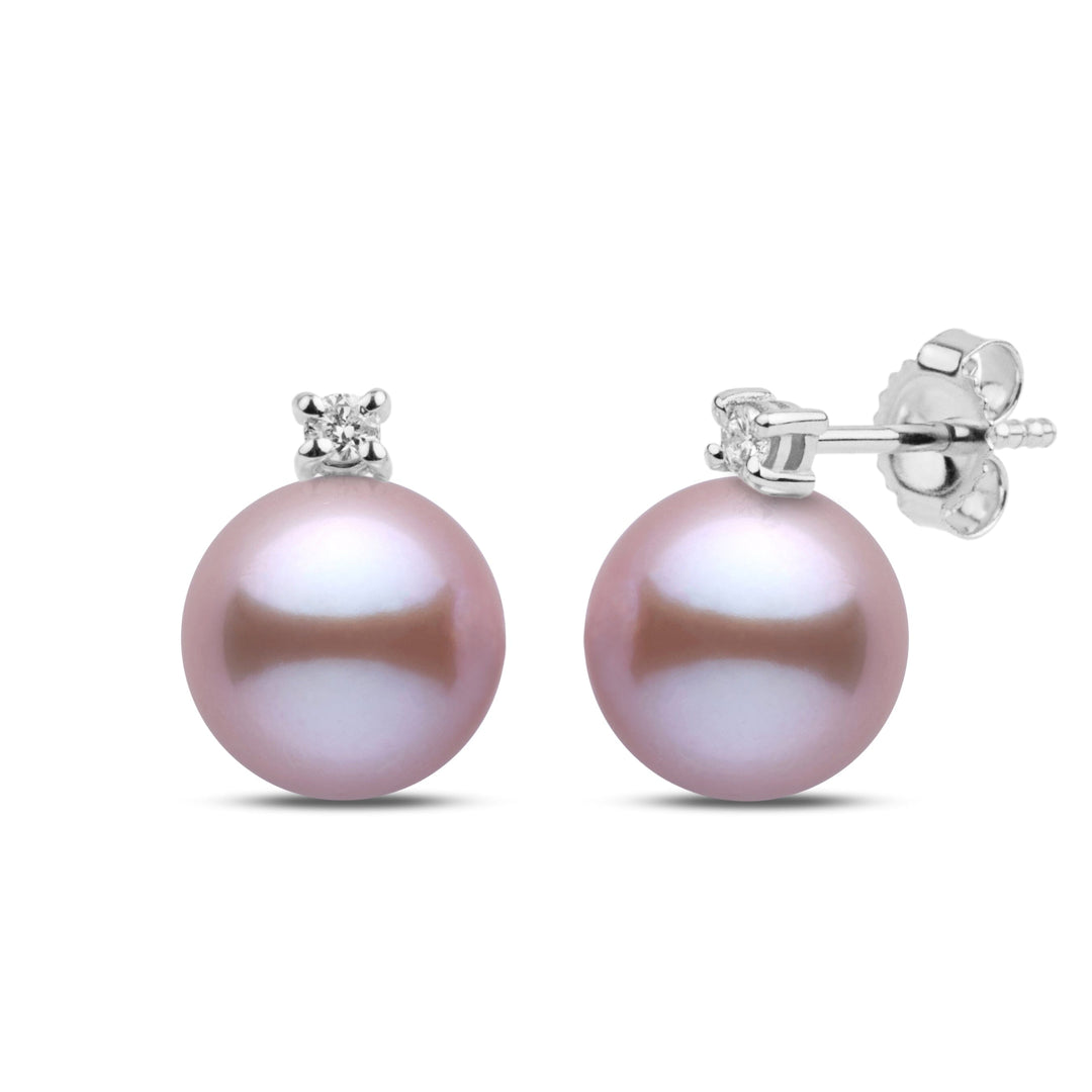 8.5-9.0 mm Lavender Freshadama Pearl & Diamond Starlight Earrings in White Gold