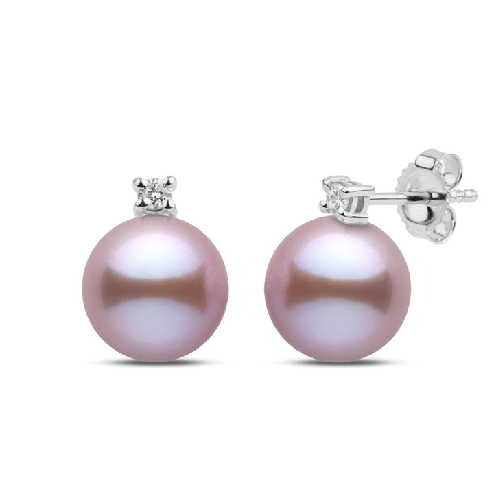 8.5-9.0 mm Lavender Freshadama Pearl & Diamond Starlight Earrings in White Gold