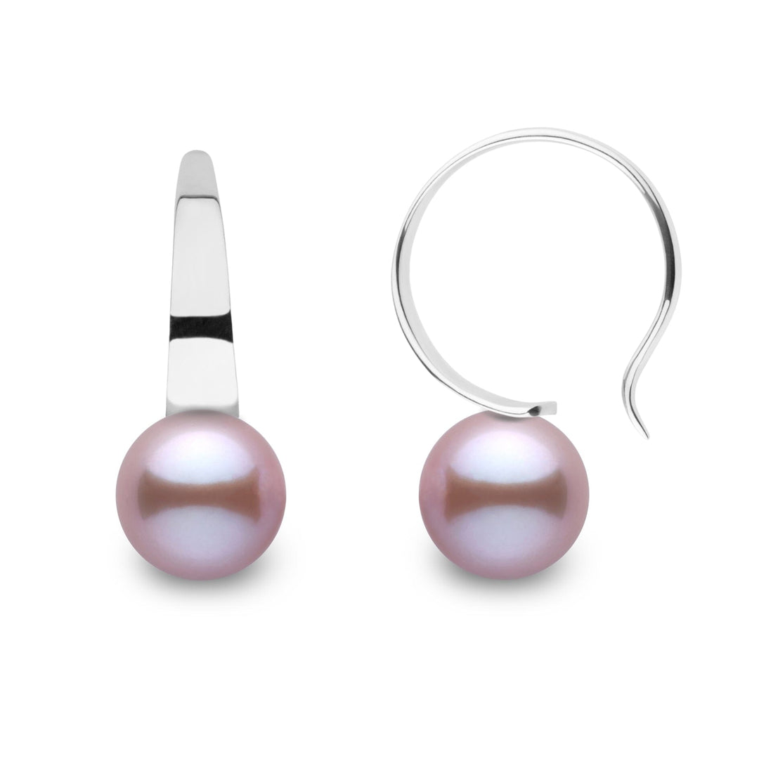 Large Crescent Collection Lavender Freshadama Freshwater 8.5-9.0 mm Pearl Hoop Earrings