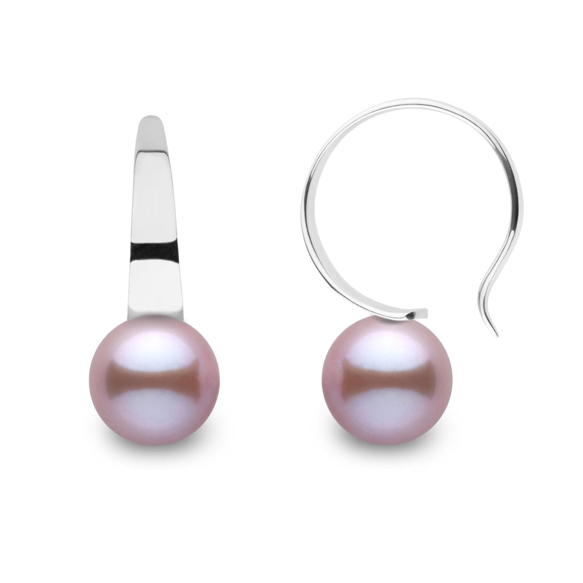 Large Crescent Collection Lavender Freshadama Freshwater 8.5-9.0 mm Pearl Hoop Earrings, view 2