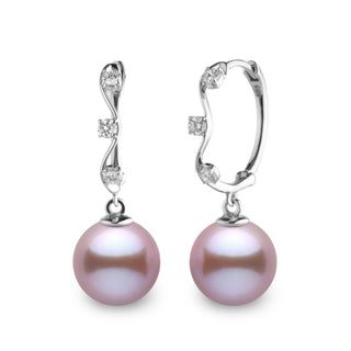 Vine Collection 8.5-9.0 mm Lavender Freshadama Freshwater Pearl and Diamond Hoop Earrings in 14K White Gold