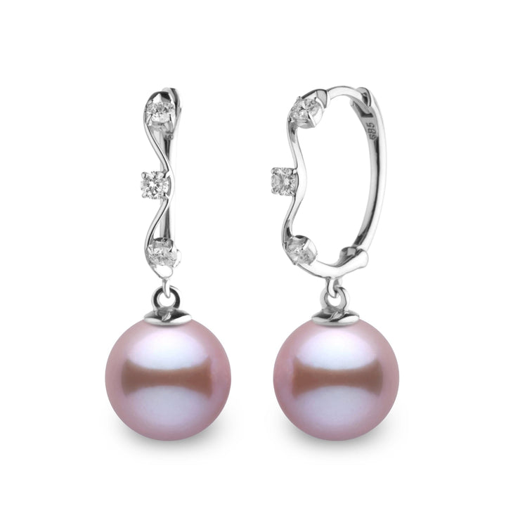 Vine Collection 8.5-9.0 mm Lavender Freshadama Freshwater Pearl and Diamond Hoop Earrings