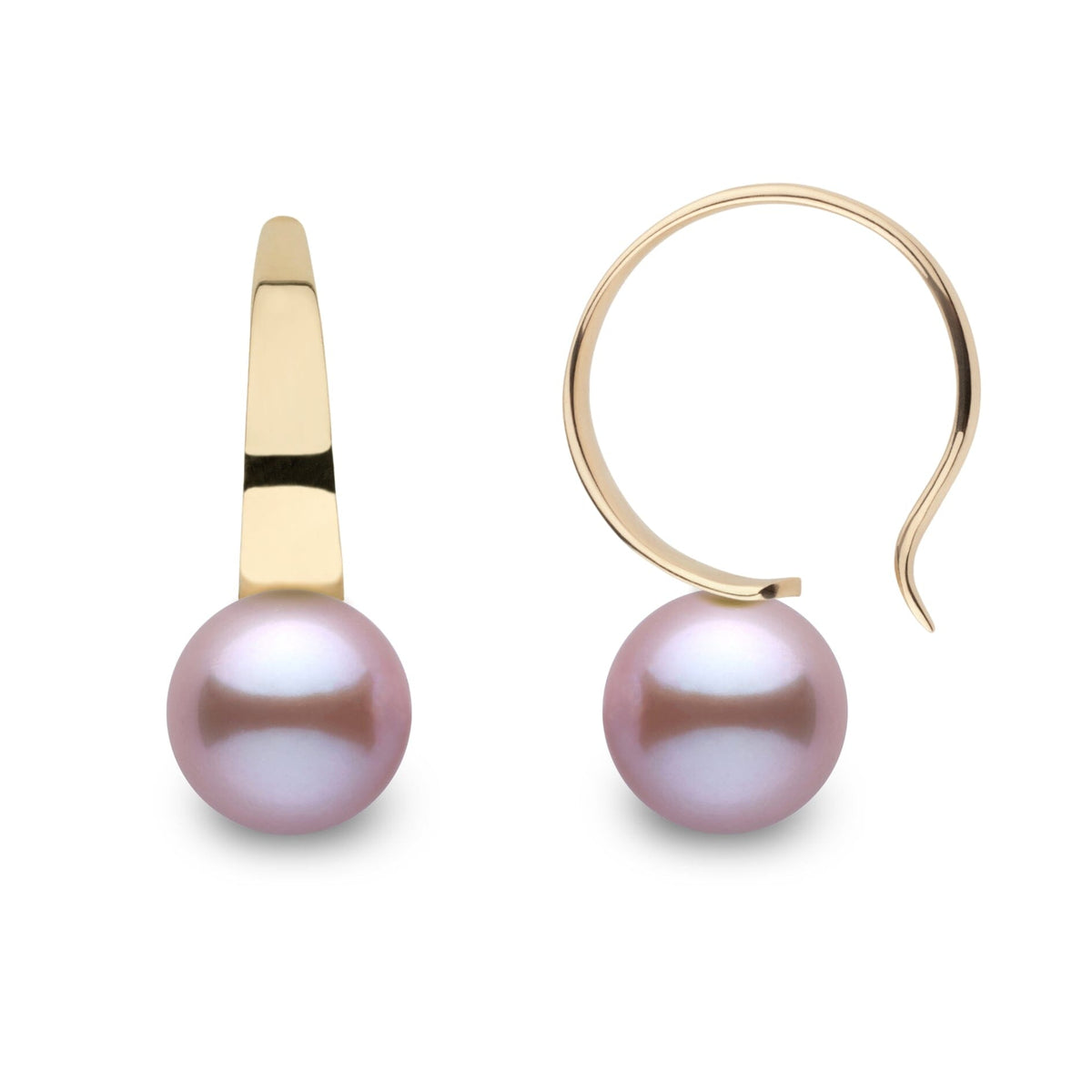 Large Crescent Collection Lavender Freshadama Freshwater 8.5-9.0 mm Pearl Hoop Earrings in 14K White Gold