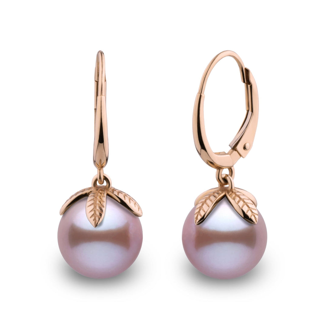 Leaf Collection 8.5-9.0 mm Lavender Freshadama Pearl Earrings