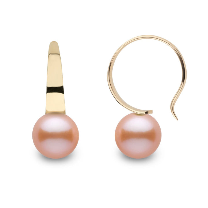 Large Crescent Collection Pink to Peach Freshadama Freshwater 8.5-9.0 mm Pearl Hoop Earrings