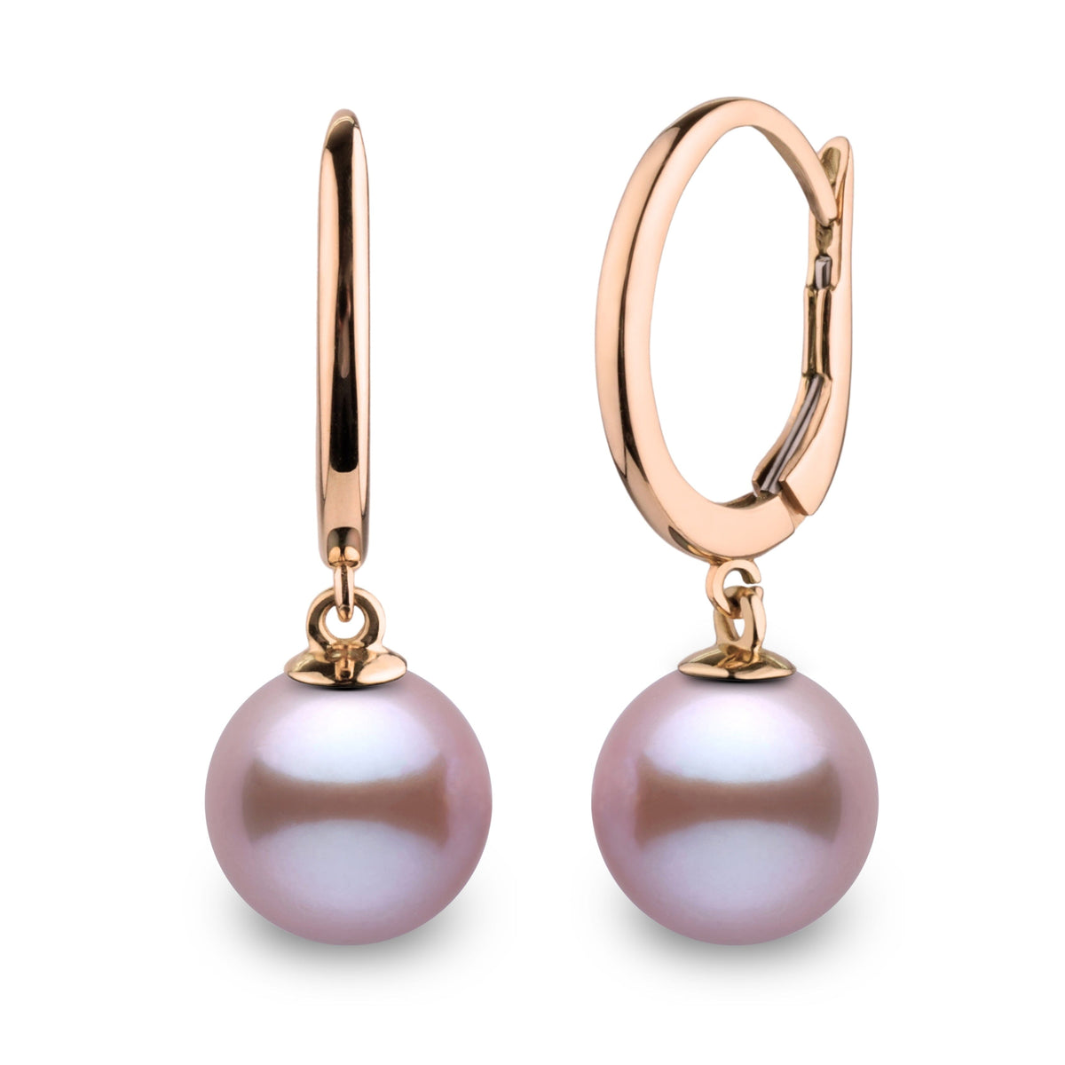 Solid Eternal Collection 8.5-9.0 mm Lavender Freshadama Pearl Dangle Earrings, view 2