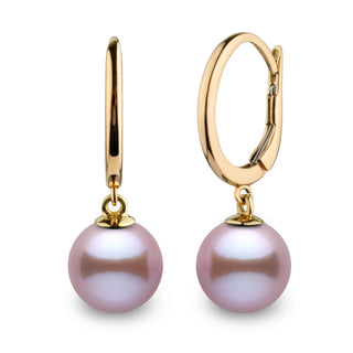 Solid Eternal Collection 8.5-9.0 mm Lavender Freshadama Pearl Dangle Earrings, view 3