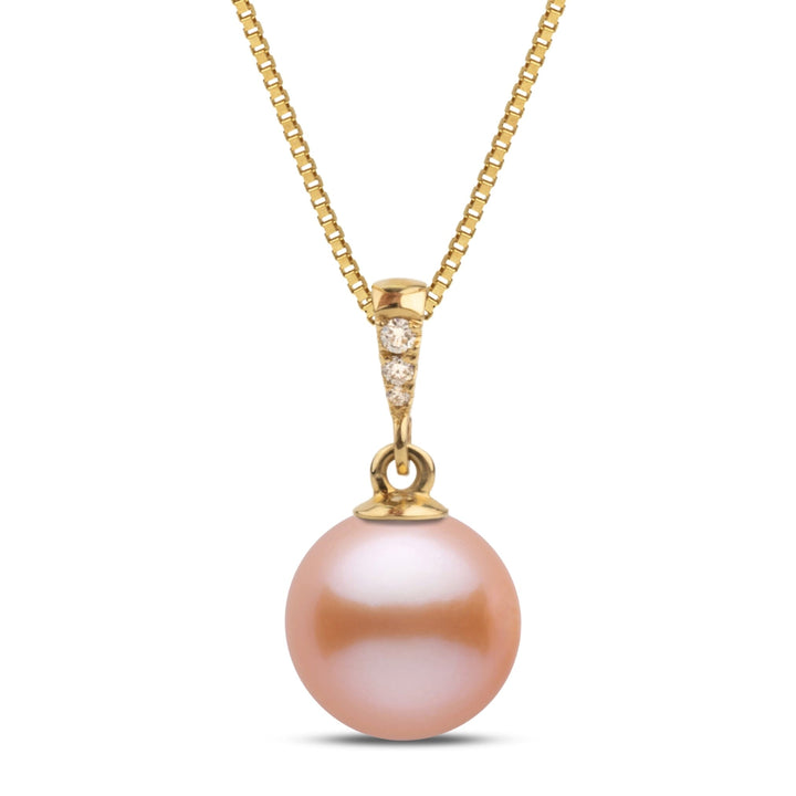 Grace Collection 8.5-9.0 mm Pink to Peach Freshadama Pearl and Diamond Pendant