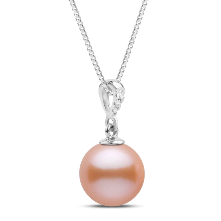 Grace Collection 8.5-9.0 mm Pink to Peach Freshadama Pearl and Diamond Pendant