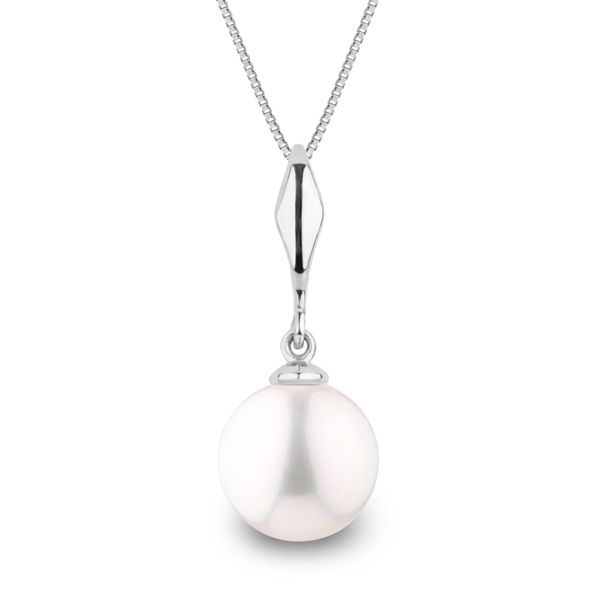 Essential Collection 8.5-9.0 mm White Freshadama Pearl Pendant in 14K White Gold on a Box Chain