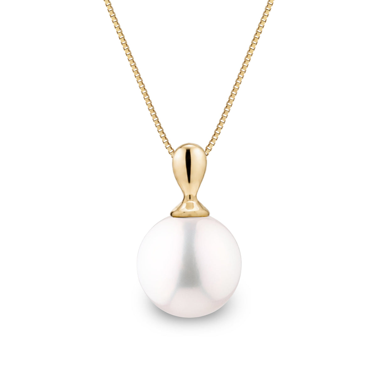 Dew Collection 8.5-9.0 mm White Freshadama Pearl Pendant in 14K White Gold on a Box Chain
