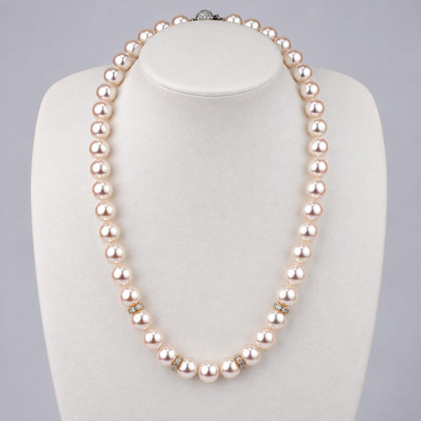 8.5-9.0 mm GIA Hanadama Akoya Pearl and Diamond Necklace