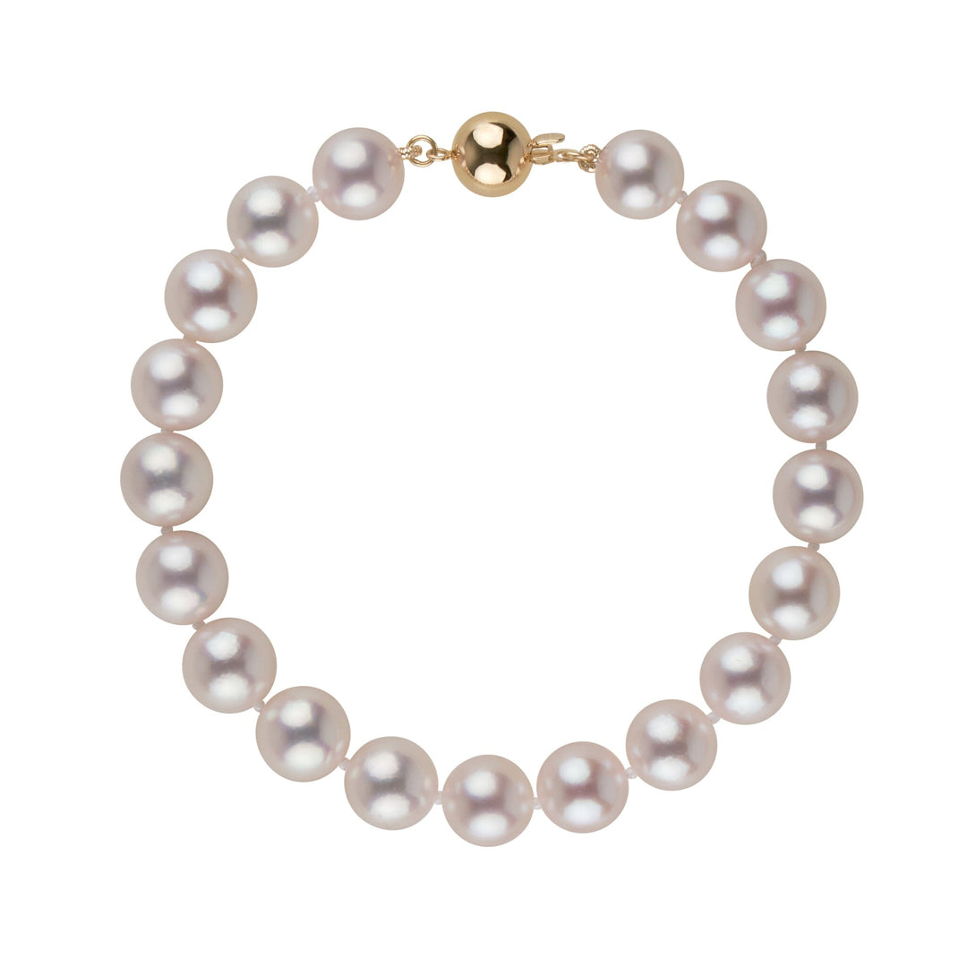 8.5-9.0 mm AAA Blush White Silver Rose Tone Akoya Pearl Bracelet