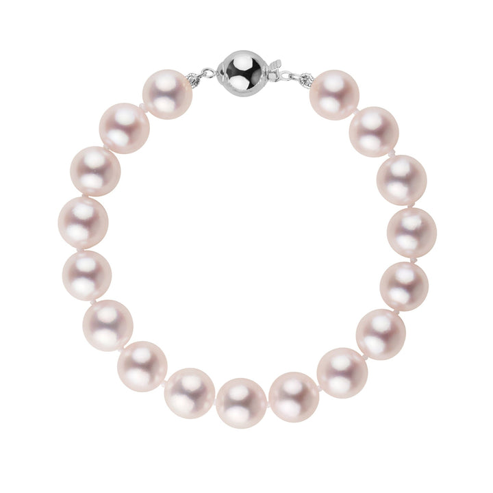 8.5-9.0 mm AAA Blush White Rose Tone Akoya Pearl Bracelet