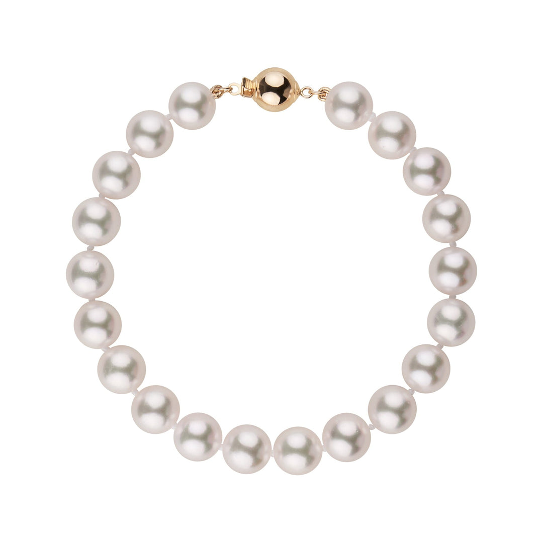 8.5-9.0 mm AAA Bright White Silver Rose Tone Akoya Pearl Bracelet