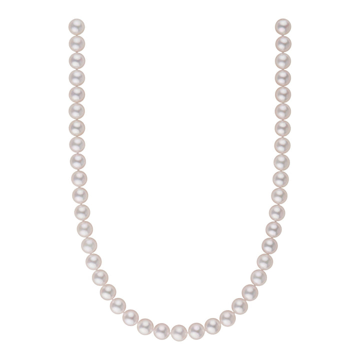 8.5-9.0 mm 16 Inch AA+ Blush White Silver Rose Tone Akoya Pearl Necklace