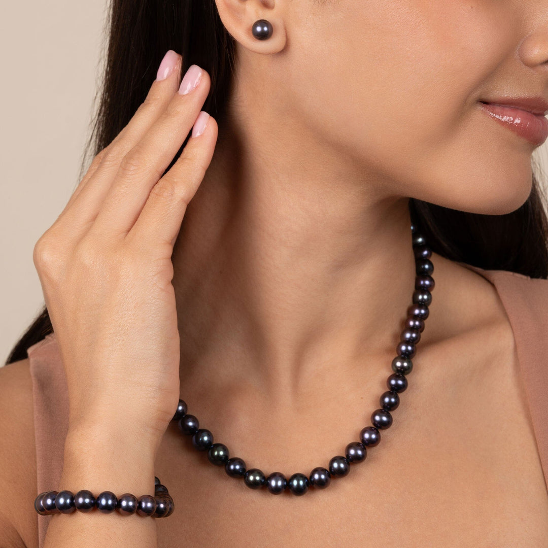 8.5-9.0 mm 18 Inch AA+ Black Freshwater Pearl Necklace