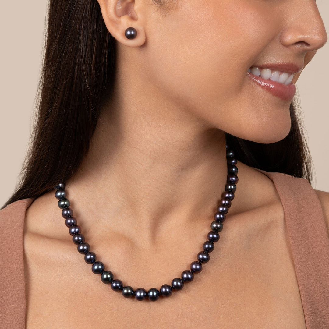 8.5-9.0 mm 18 Inch AA+ Black Freshwater Pearl Necklace
