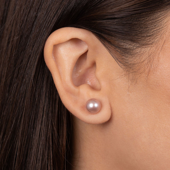 8.5-9.0 mm AAA Lavender Freshwater Pearl Stud Earrings