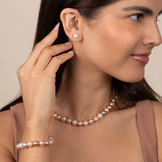 3-Piece Set of 8.5-9.0 mm AA+ Multicolor Freshwater Pearls in 16 inch