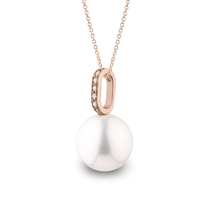Forever Collection White 9.0-10.0 Freshadama Pearl and Diamond Pendant