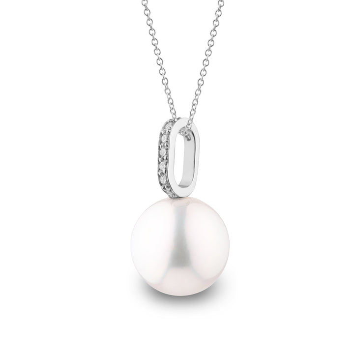 Forever Collection White 9.0-10.0 Freshadama Pearl and Diamond Pendant