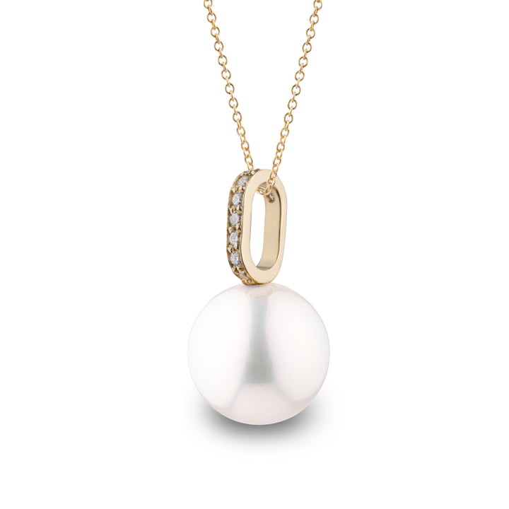 Forever Collection White 9.0-10.0 Freshadama Pearl and Diamond Pendant