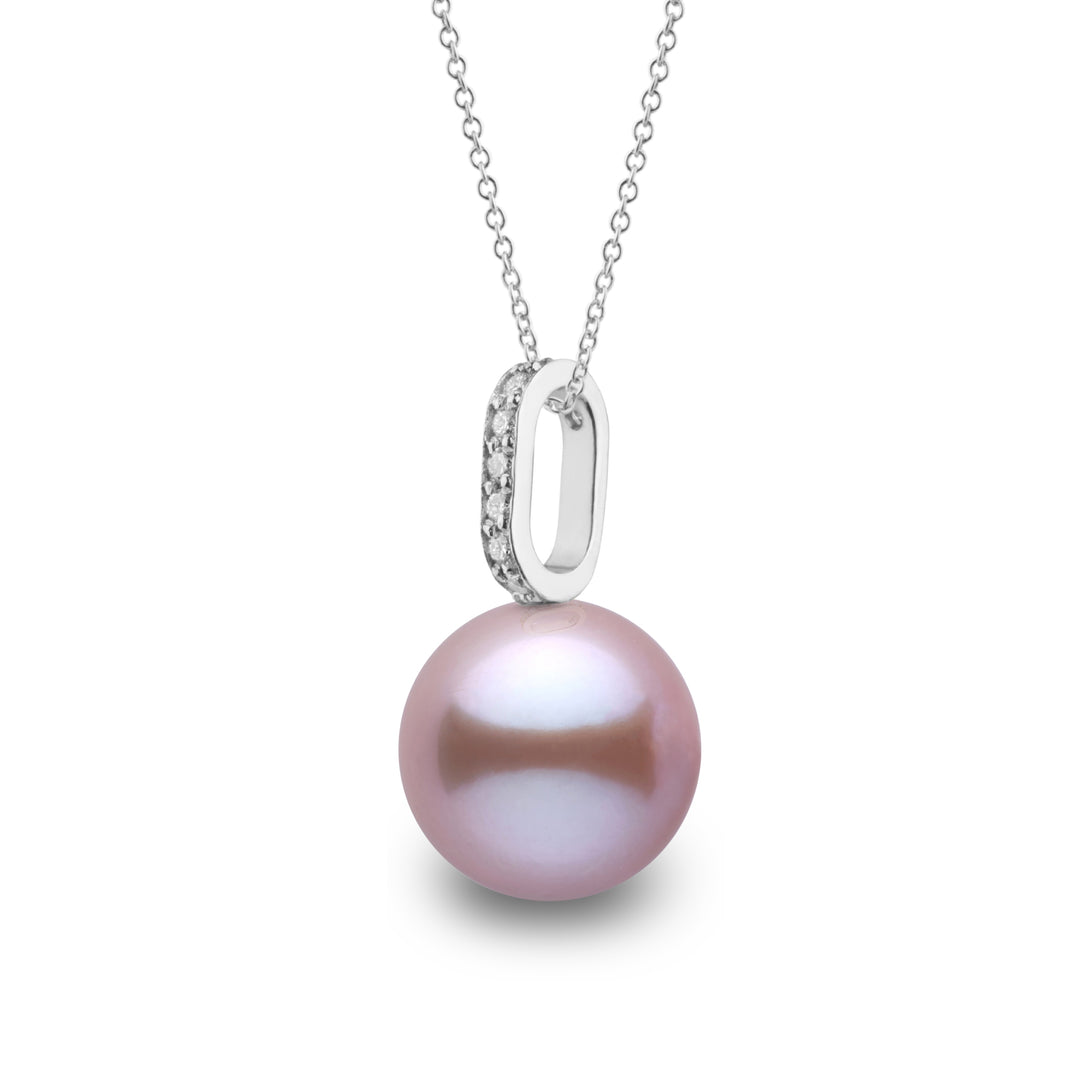 Forever Collection 9.0-10.0 mm Lavender Freshadama Pearl and Diamond Pendant