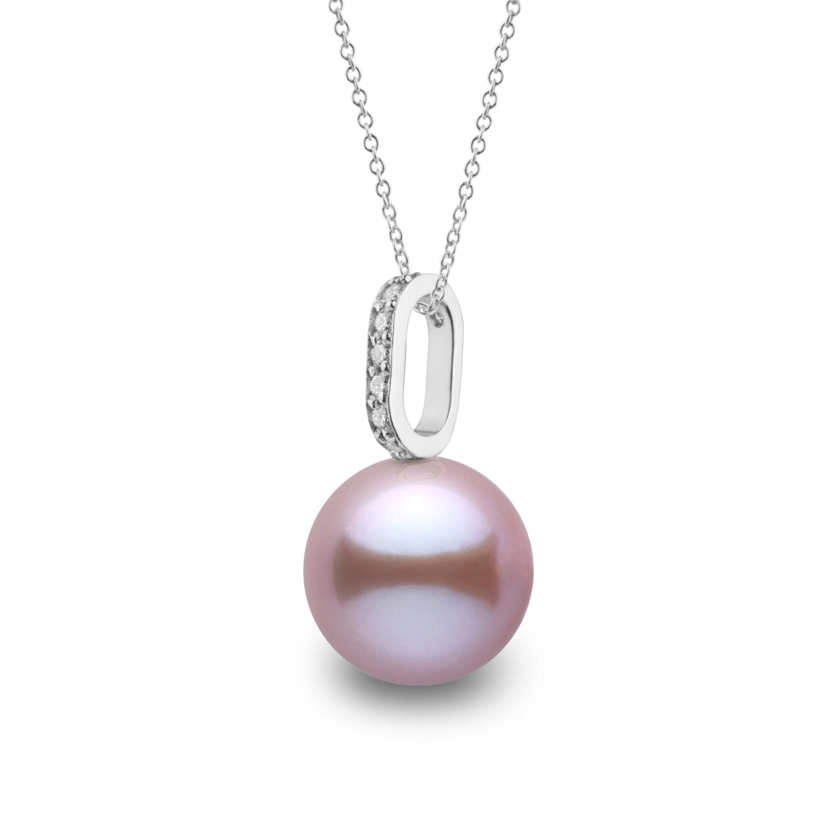 Forever Collection 9.0-10.0 mm Lavender Freshadama Pearl and Diamond Pendant, view 3