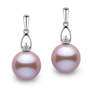 Juliet Collection 9.0-10.0 mm Lavender Freshadama Pearl and Diamond Earrings, view 2