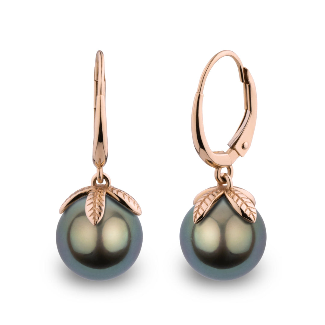 Leaf Collection 9.0-10.0 mm Tahitian Pearl Earrings rg