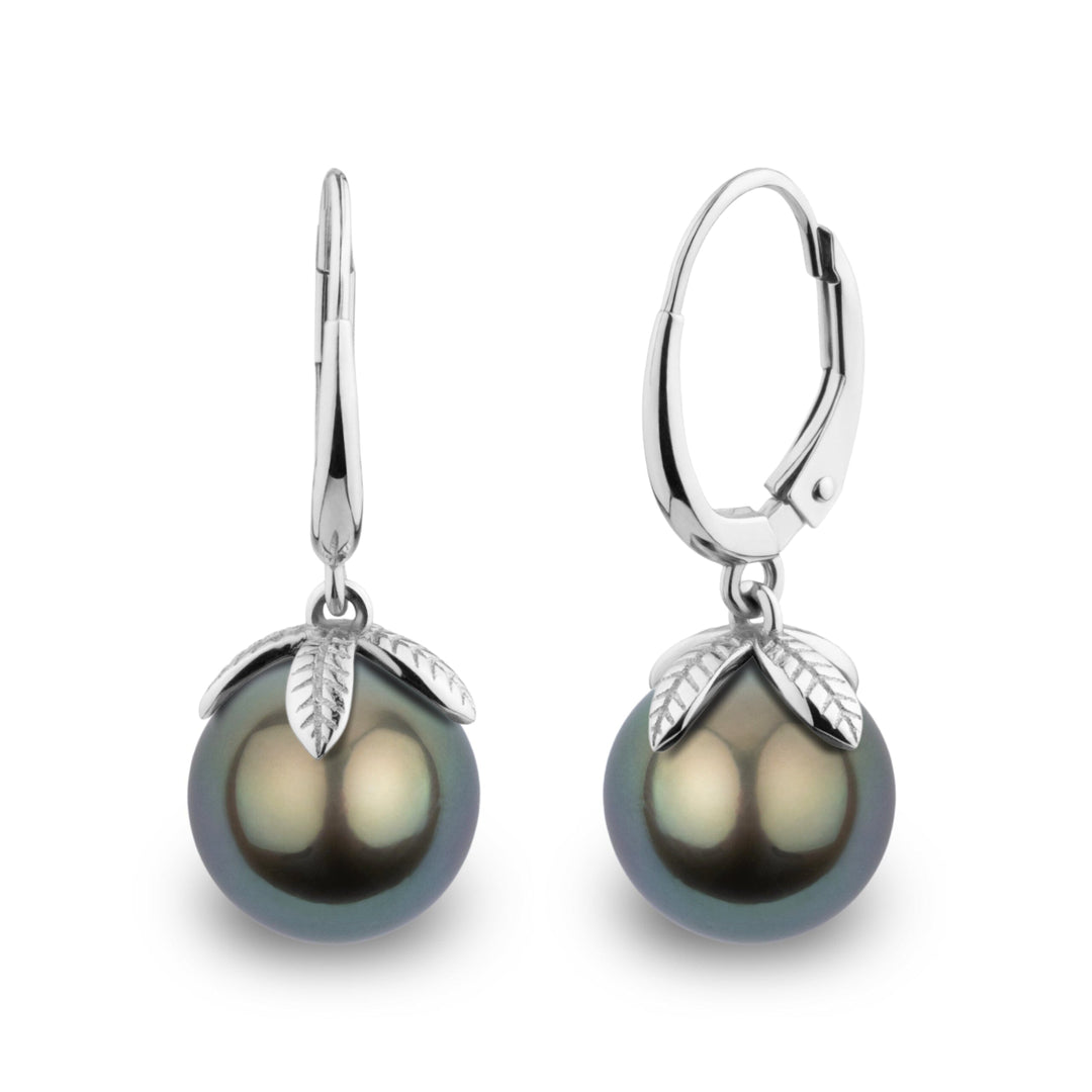 Leaf Collection 9.0-10.0 mm Tahitian Pearl Earrings wg
