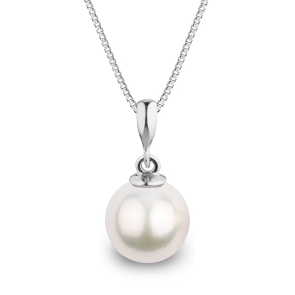 Grace Collection 9.0-10.0 mm White South Sea Pearl Pendant in 14K Yellow Gold on a Box Chain