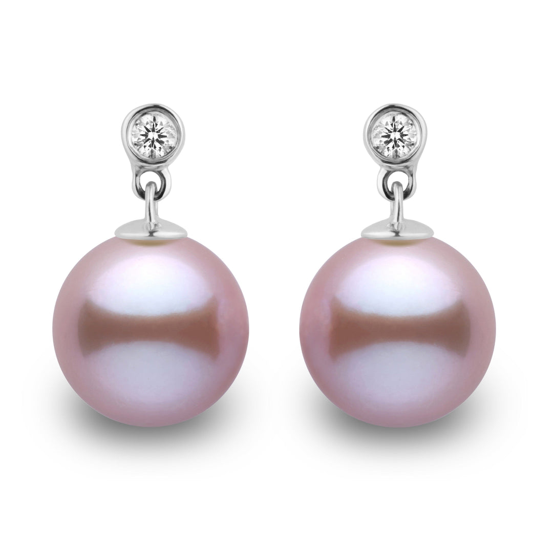 Brilliant Collection Lavender Freshadama 9.0-10.0 mm Pearl & Diamond Earrings