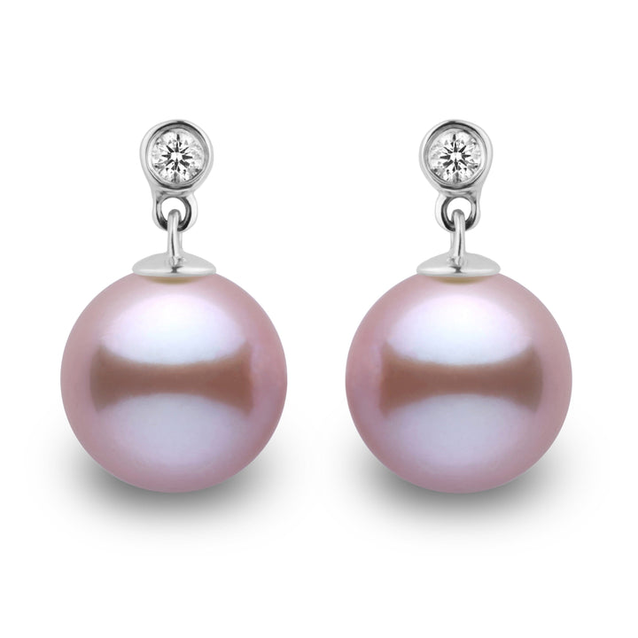 Brilliant Collection Lavender Freshadama 9.0-10.0 mm Pearl & Diamond Earrings